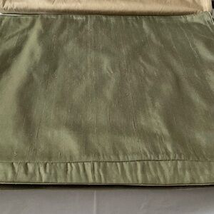 2x Pottery Barn Piped Green 100% Silk Decorative Pillow Cover 18x18in-New